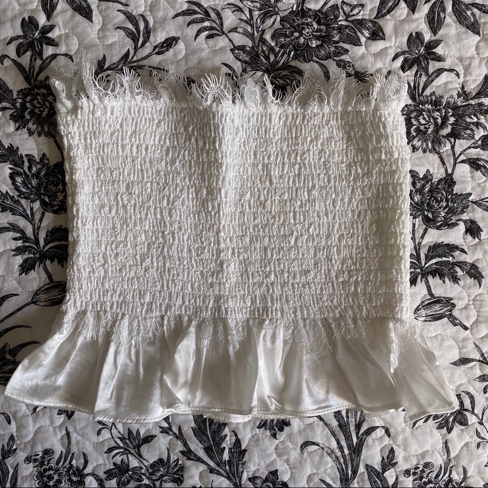 White elastic crop tube top - size s